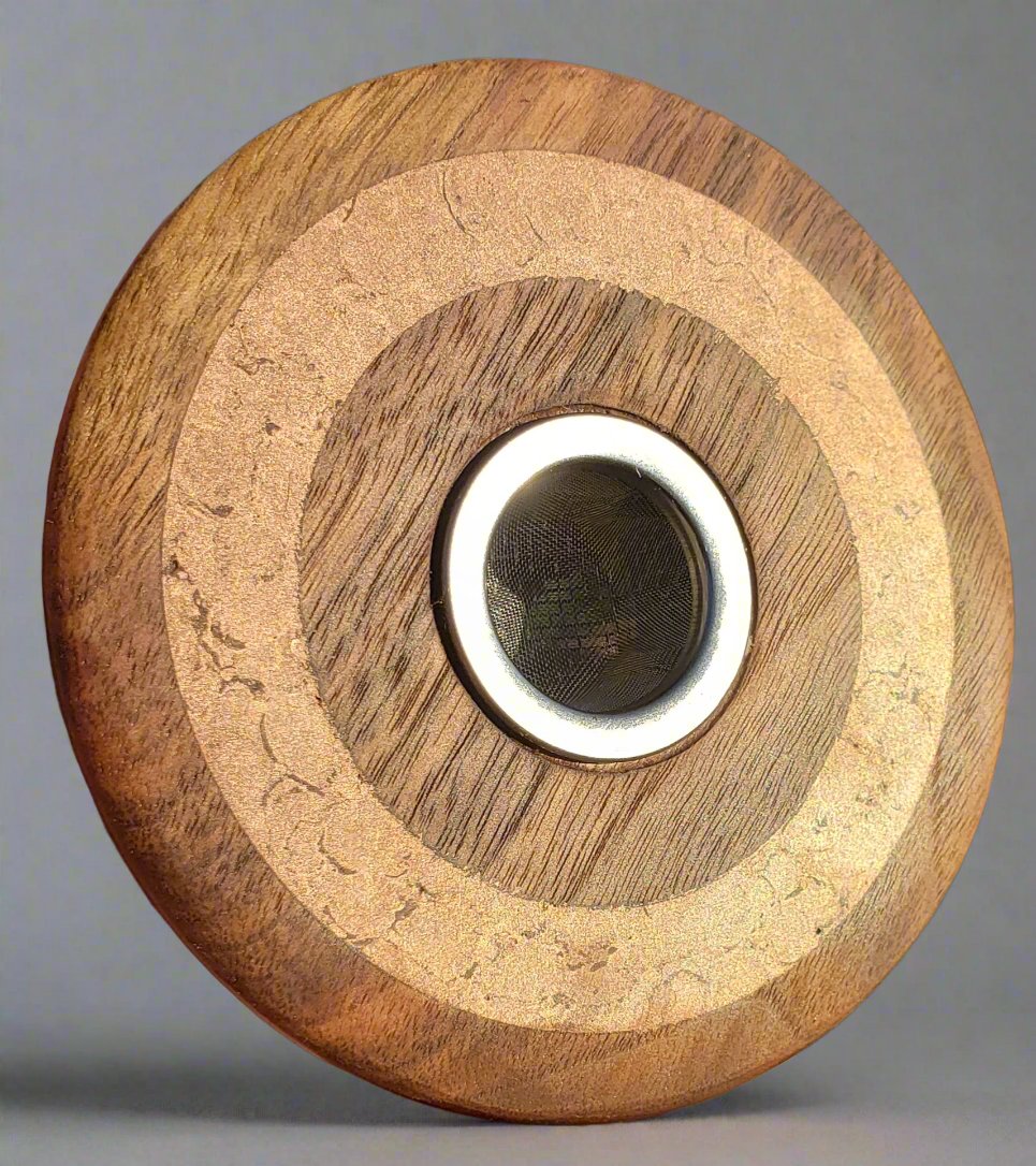 Mahogany Cocktail Smoker/Smoking Puck With Wide Copper Inlay