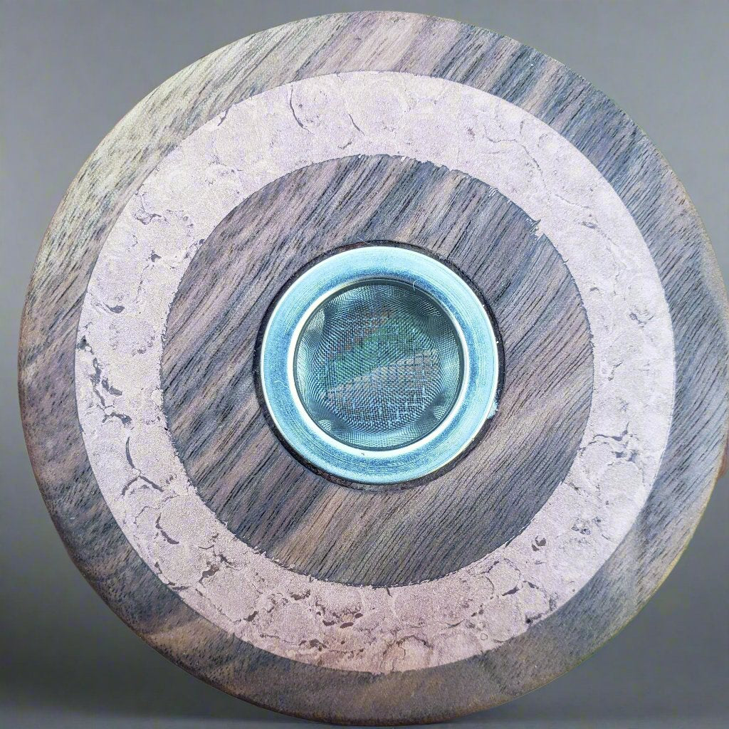Mahogany Cocktail Smoker/Smoking Puck With Wide Copper Inlay