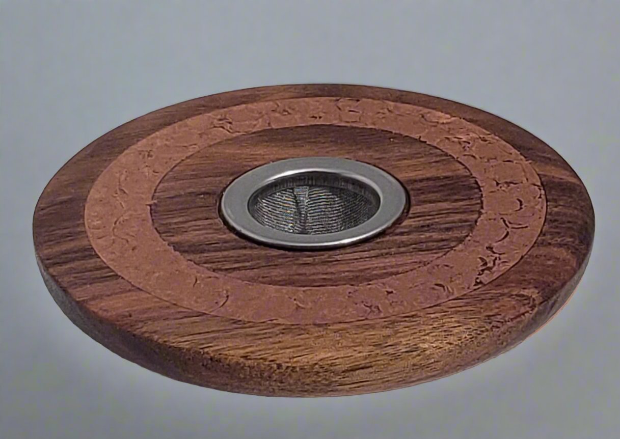 Mahogany Cocktail Smoker/Smoking Puck With Wide Copper Inlay