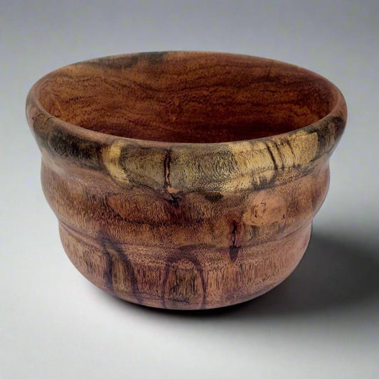 Wavy Mesquite Wood Bowl With Copper Inlay