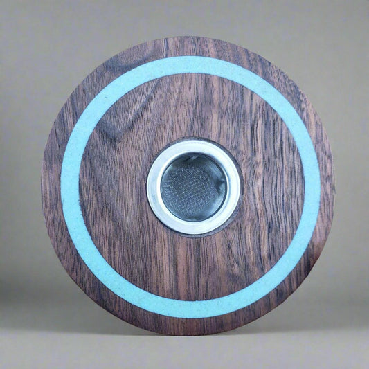 Black Walnut Cocktail Smoker/Smoking Puck With Crushed Turquoise Stone Inlay